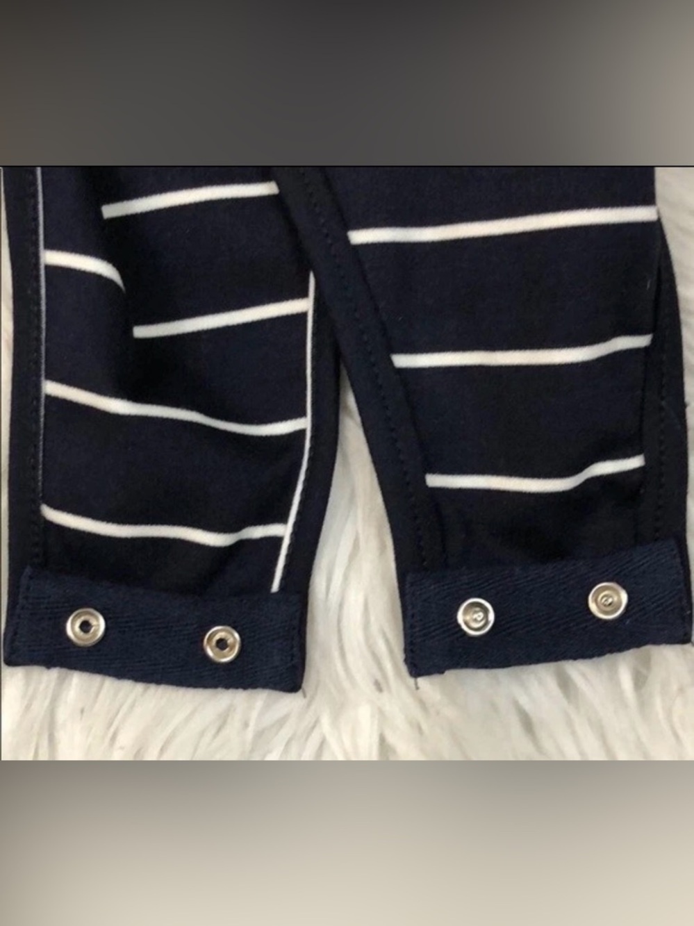 Anthropologie Ash & Ember Striped Bodysuit Navy White Henley Sz.S NWOT - Picture 10 of 10